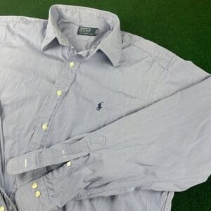 Polo Ralph Lauren Mens Long Sleeve Button Down Shirt Blue Stripe Size L